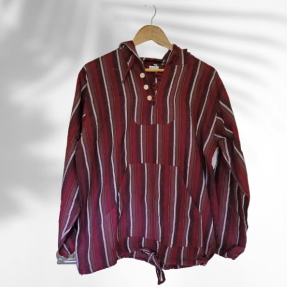 NWOT Unisex Bohemian Hoodie, Relaxed Striped Pullover, - Picture 6 of 7